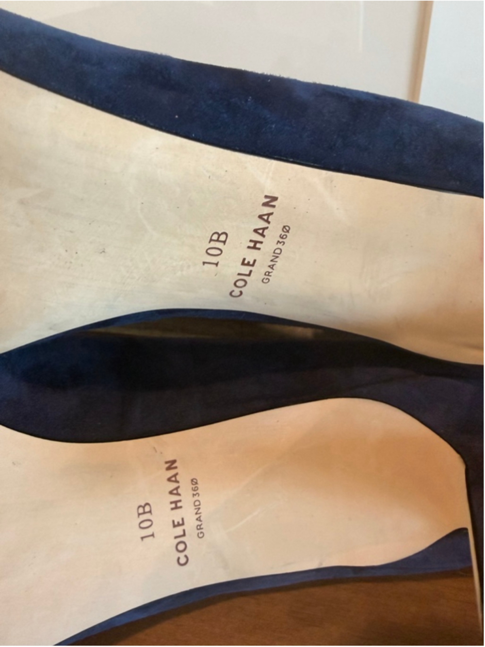 Cole Haan Blue Crushed Velvet Scalloped Pointed Toe Heels Size 10 EUC - Picture 7 of 7